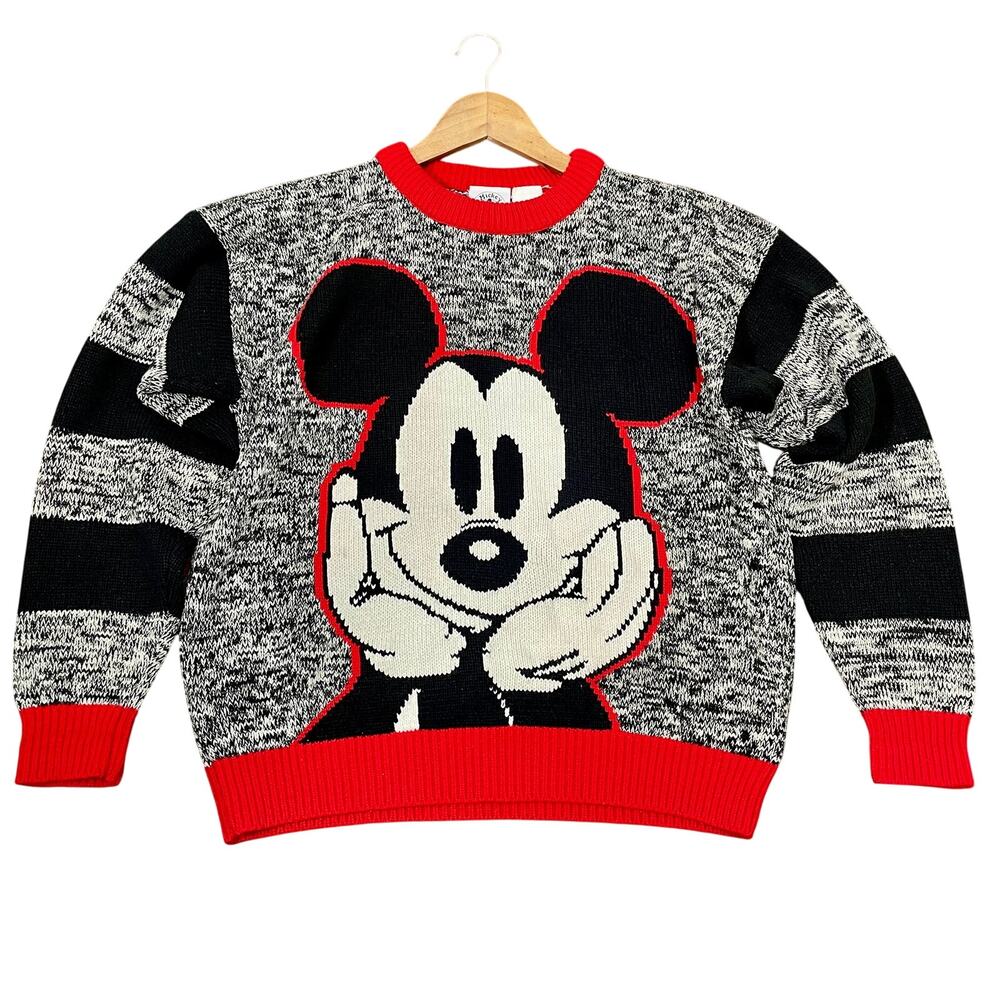 Vintage 1990s Mickey Mouse Knit Crewneck Sweater Mickey & Co. Womens M/L